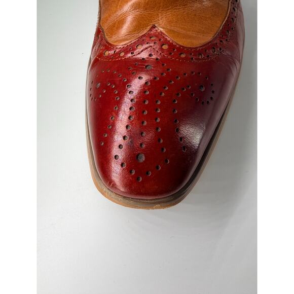 Moretti Black Label Monk Strap Wingtip 9.5 Tri-Color Leather Brogue Dress Shoes